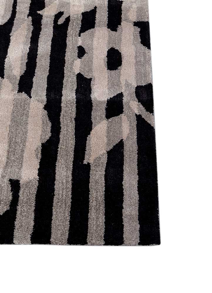 hacienda grey and black wool and viscose hand tufted Rug - Corner