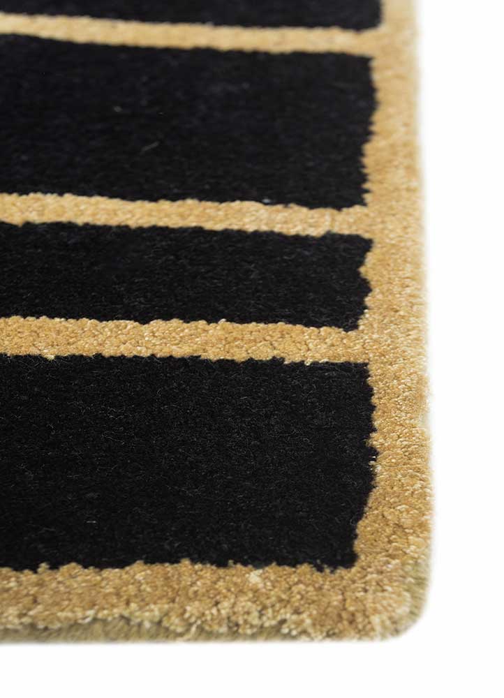 linear grey and black wool and viscose hand tufted Rug - Corner
