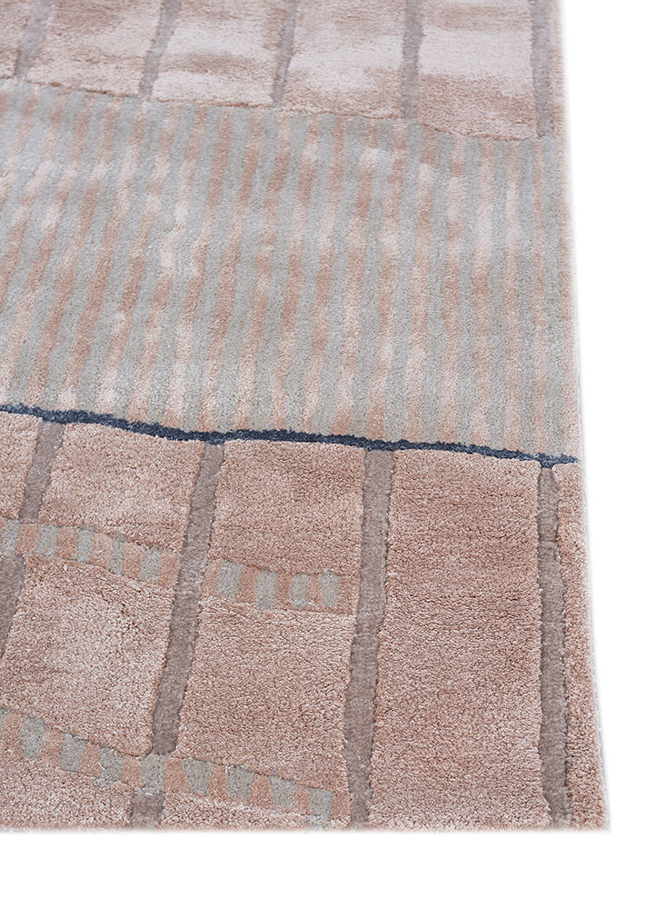 white noise red and orange wool and viscose hand tufted Rug - Corner