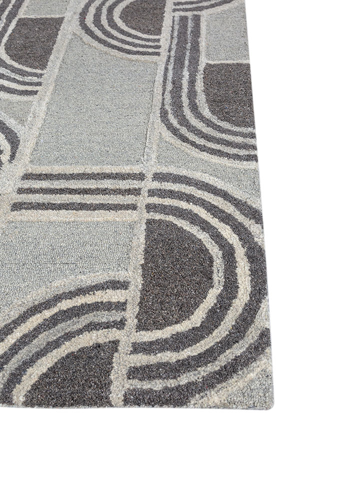 pathways ivory wool and viscose hand tufted Rug - Corner