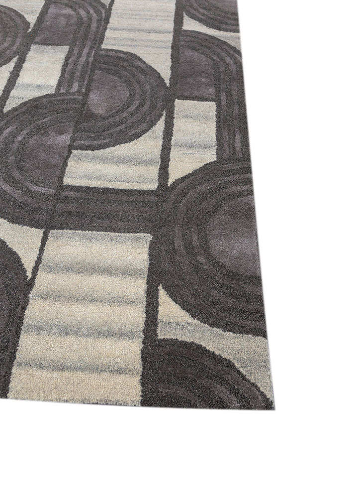 pathways grey and black wool and viscose hand tufted Rug - Corner