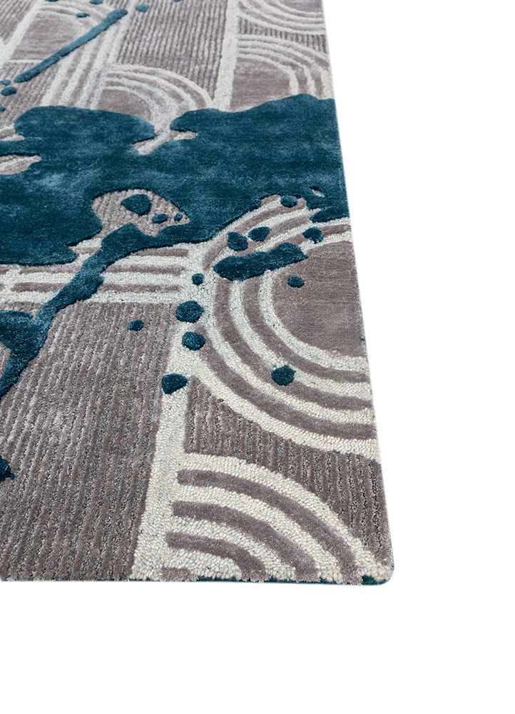 adrift blue wool and viscose hand tufted Rug - Corner