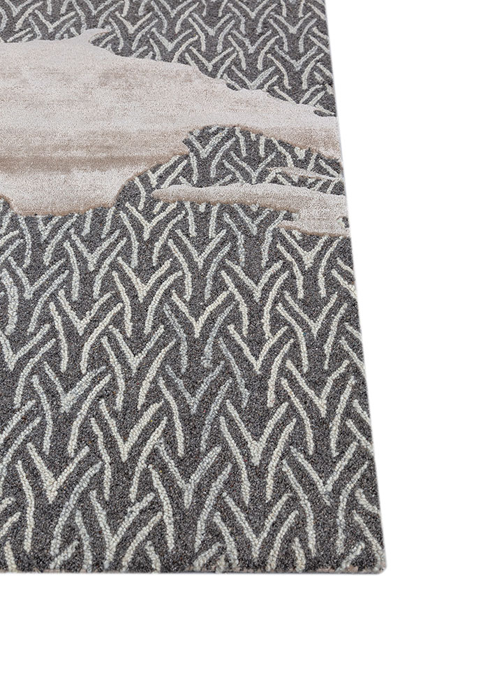 pathways beige and brown wool and viscose hand tufted Rug - Corner