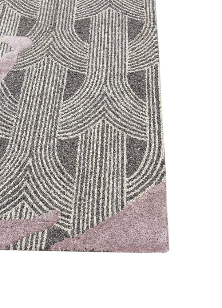 pathways grey and black wool and viscose hand tufted Rug - Corner