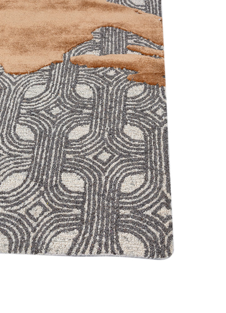 pathways red and orange wool and viscose hand tufted Rug - Corner