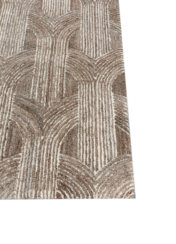 pathways beige and brown wool and viscose hand tufted Rug - Corner