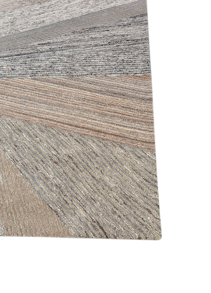 pathways beige and brown wool and viscose hand tufted Rug - Corner