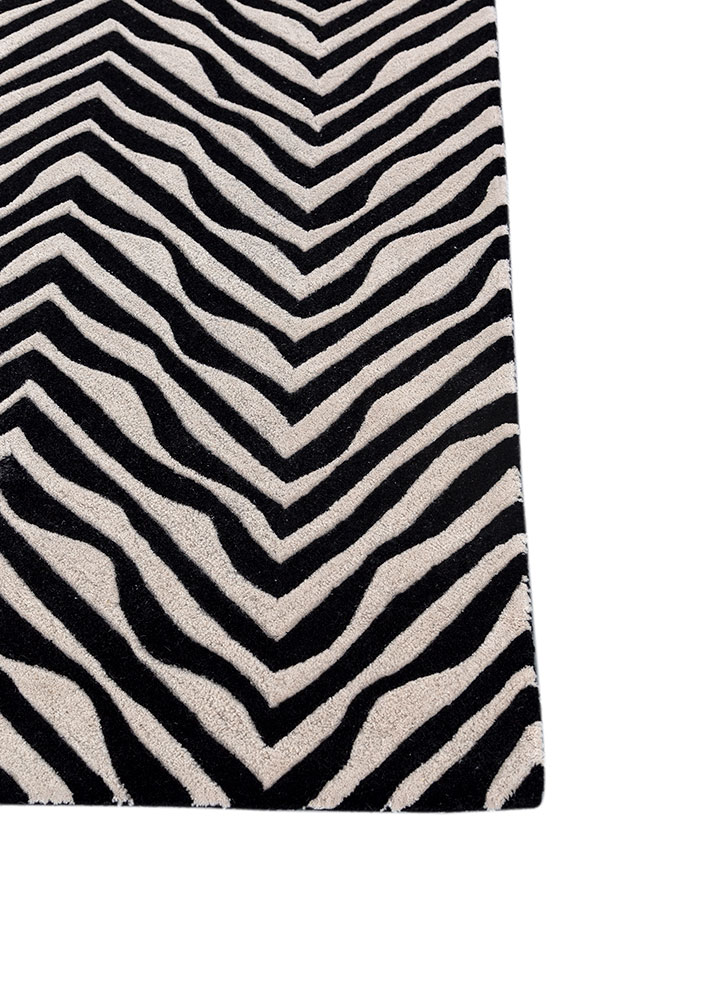 adrift grey and black wool hand tufted Rug - Corner