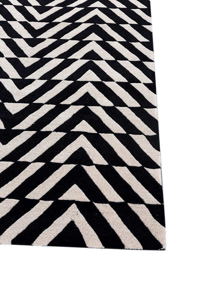 adrift grey and black wool hand tufted Rug - Corner