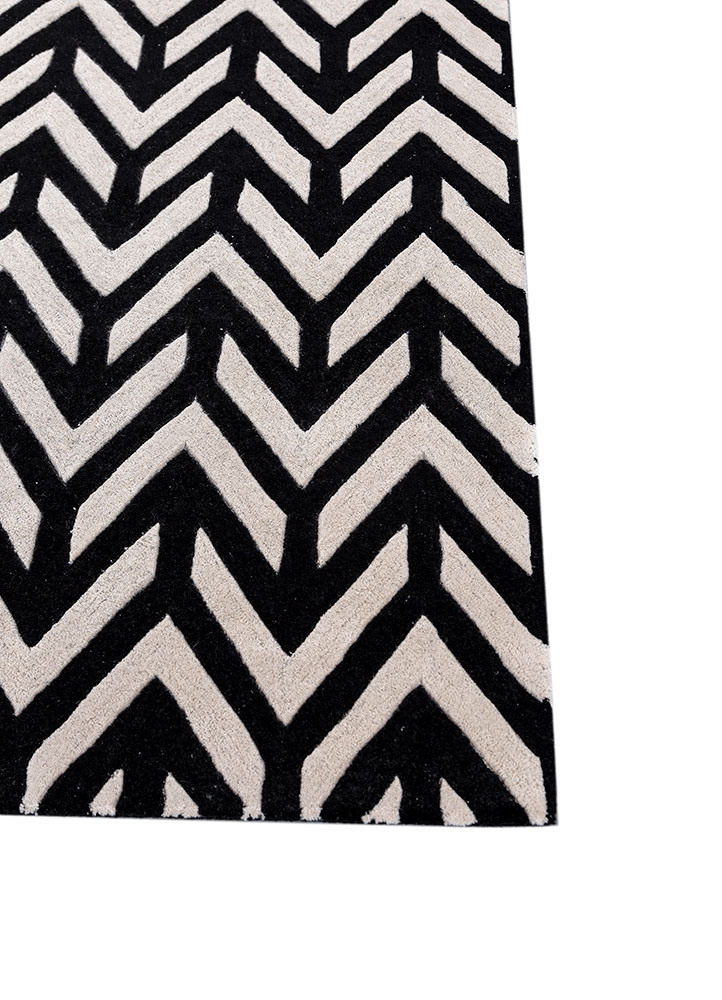adrift grey and black wool hand tufted Rug - Corner