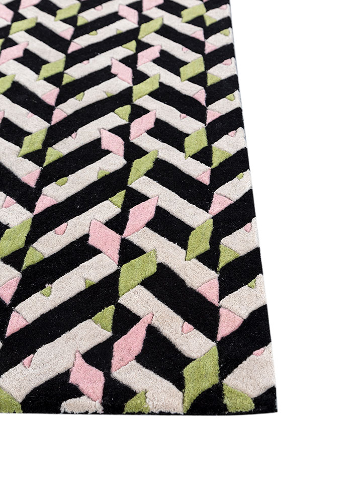 adrift grey and black wool hand tufted Rug - Corner