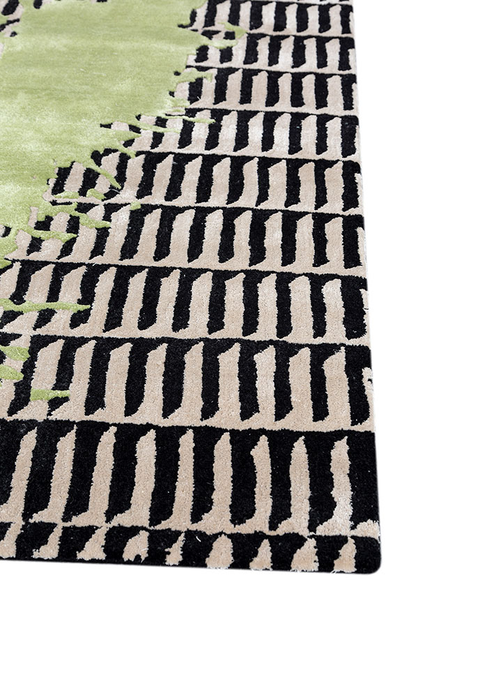 adrift green wool and viscose hand tufted Rug - Corner