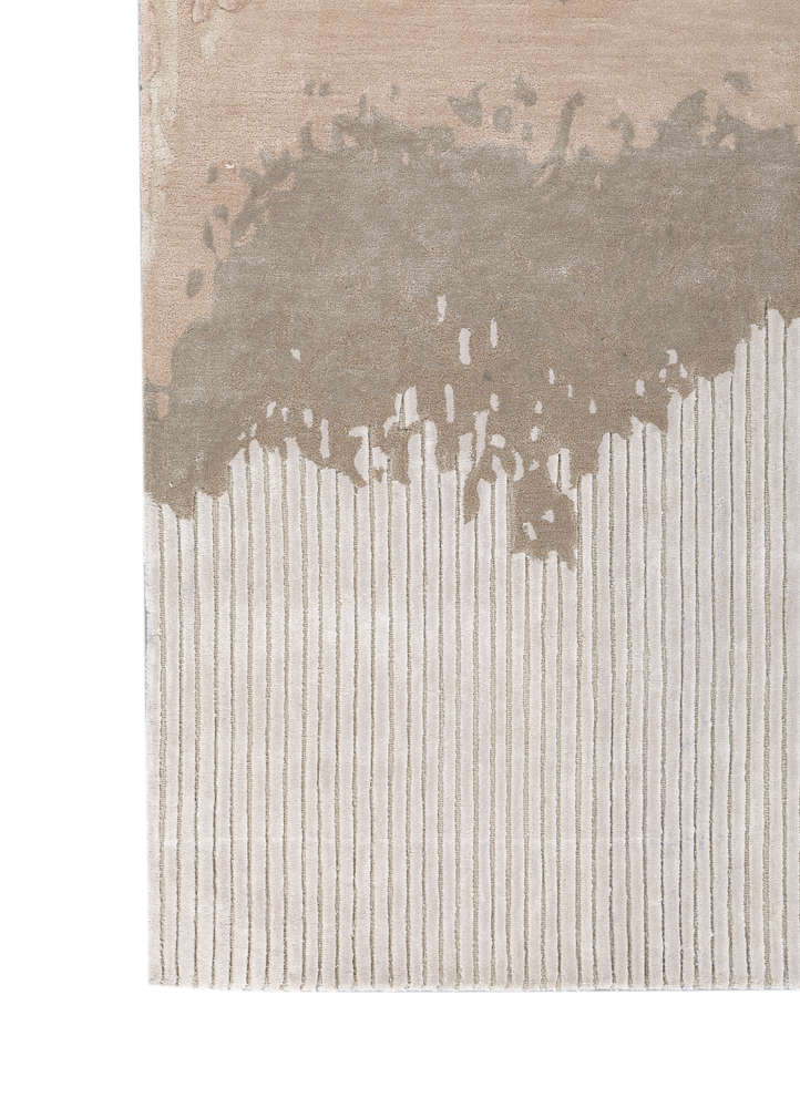 white noise ivory wool and viscose hand tufted Rug - Corner