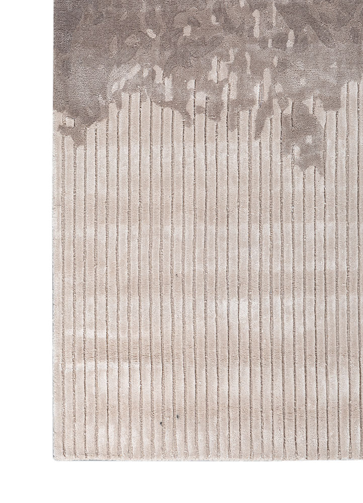 white noise ivory wool and viscose hand tufted Rug - Corner