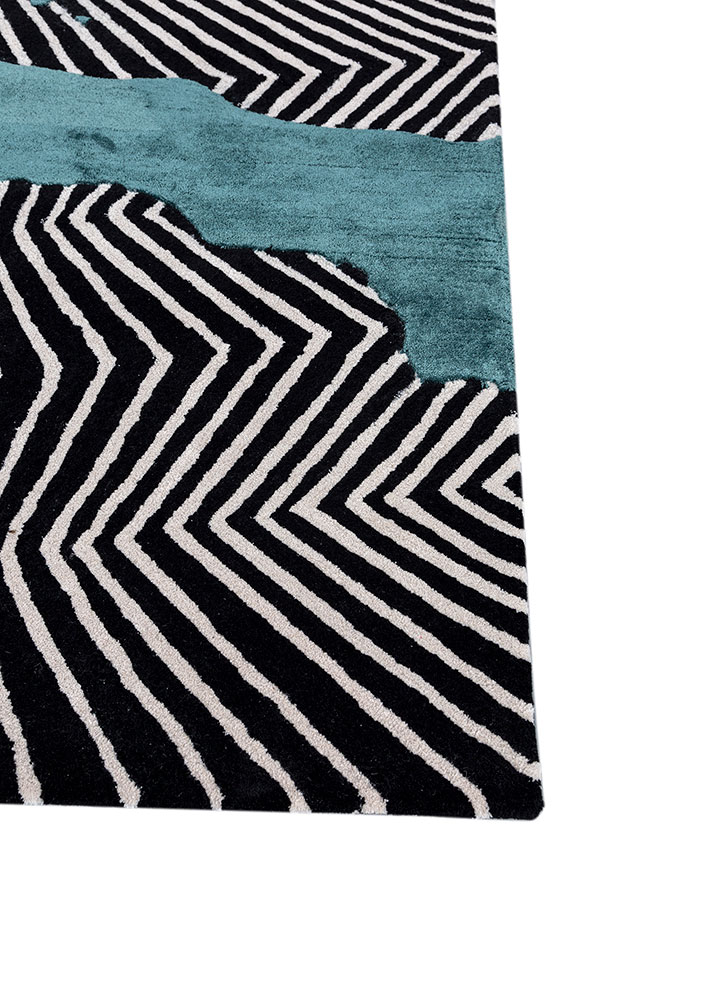 adrift grey and black wool and viscose hand tufted Rug - Corner