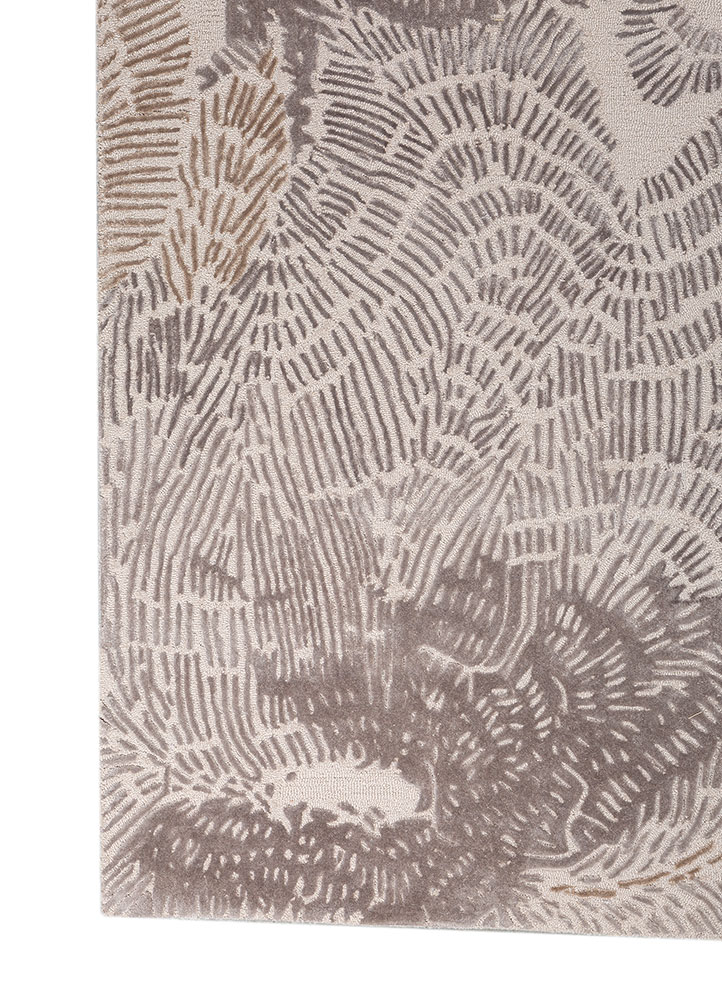 white noise ivory wool and viscose hand tufted Rug - Corner
