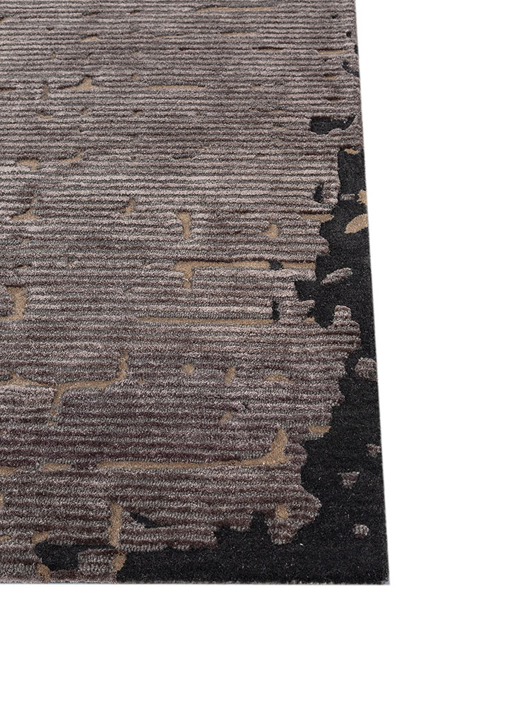 white noise grey and black wool and viscose hand tufted Rug - Corner