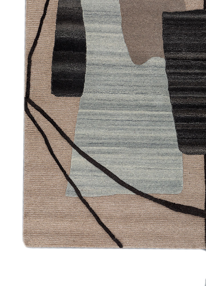 modo beige and brown wool and viscose hand tufted Rug - Corner