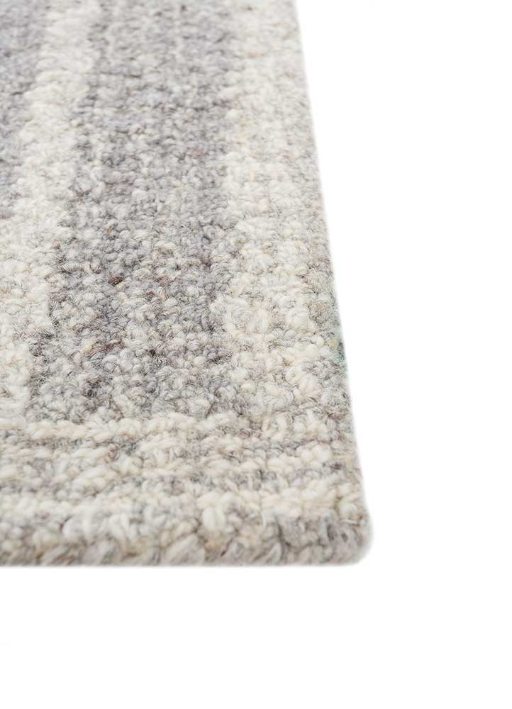 pathways grey and black wool hand tufted Rug - Corner