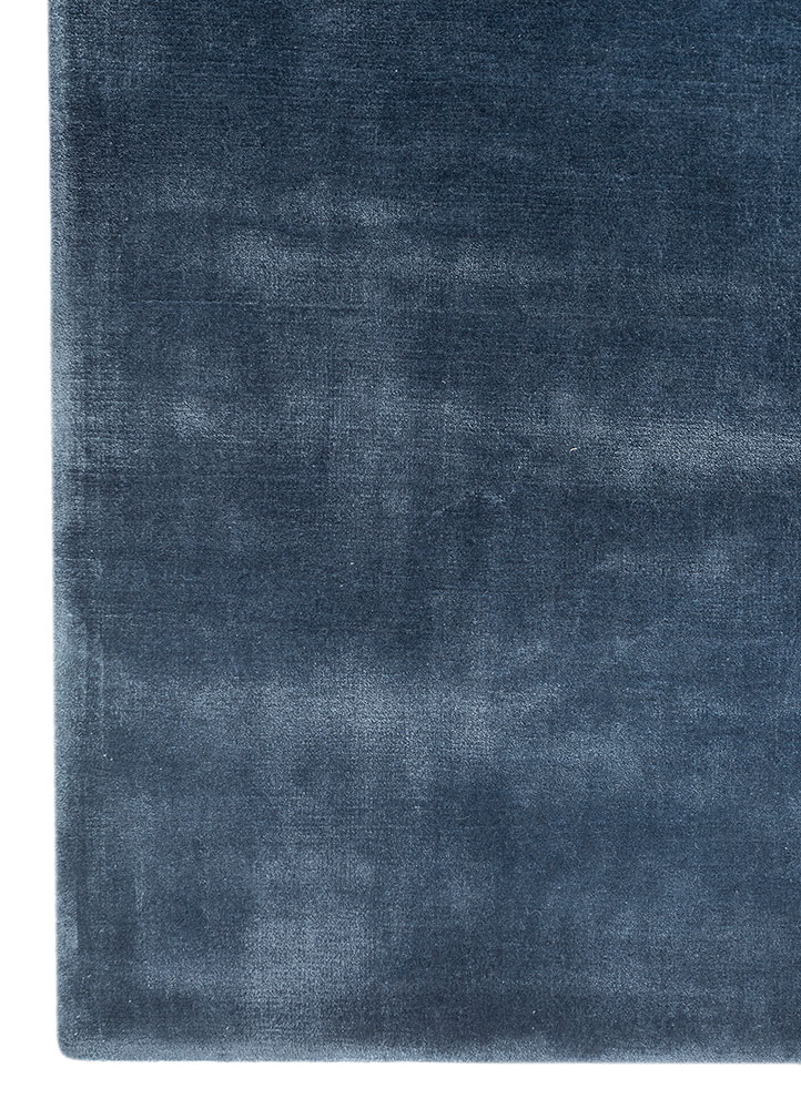 cera blue viscose hand tufted Rug - Corner