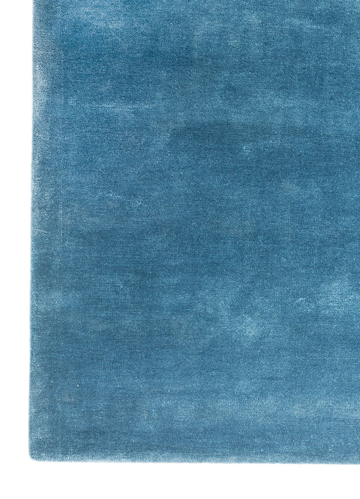 cera blue viscose hand tufted Rug - Corner