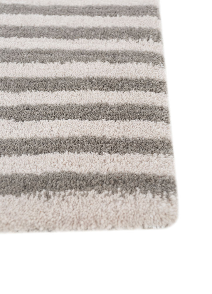 pathways grey and black wool hand tufted Rug - Corner