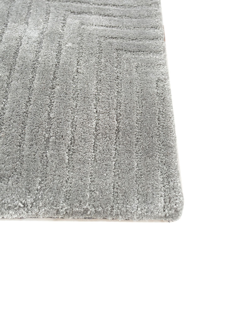 cera blue viscose hand tufted Rug - Corner