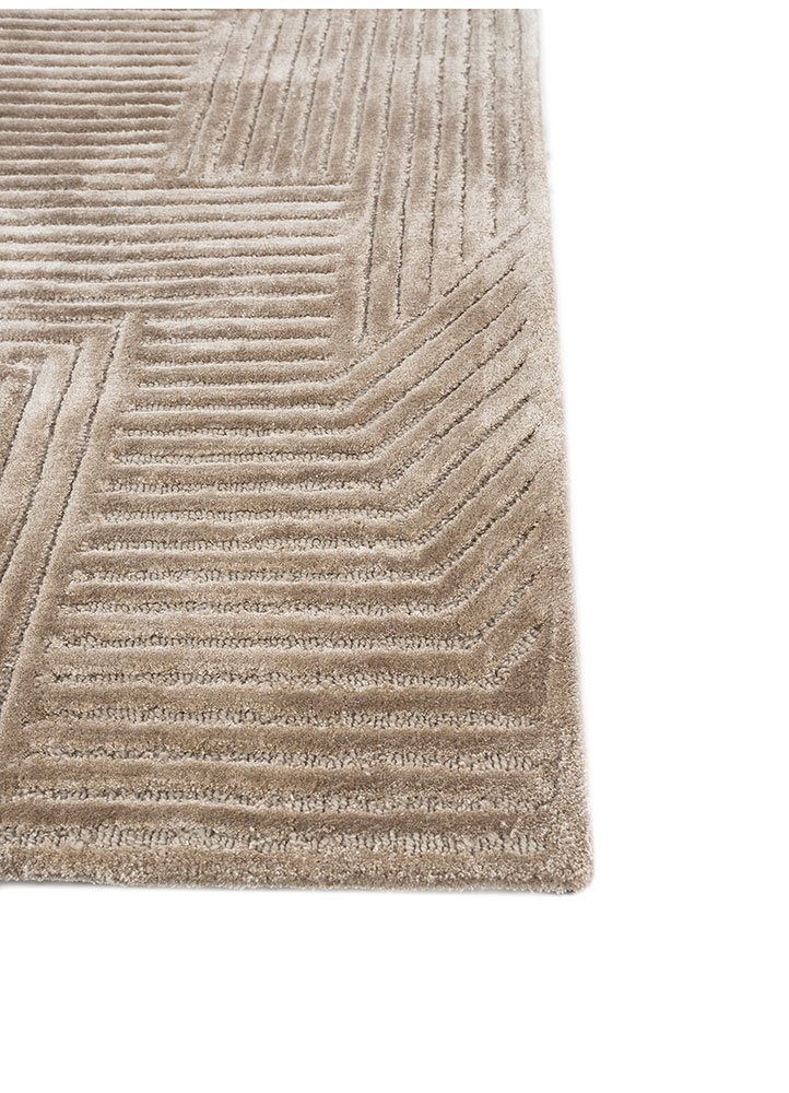 cera beige and brown wool and viscose hand tufted Rug - Corner