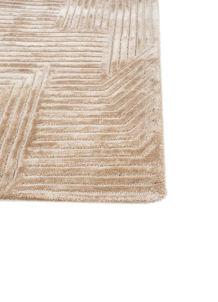 cera beige and brown wool and viscose hand tufted Rug - Corner