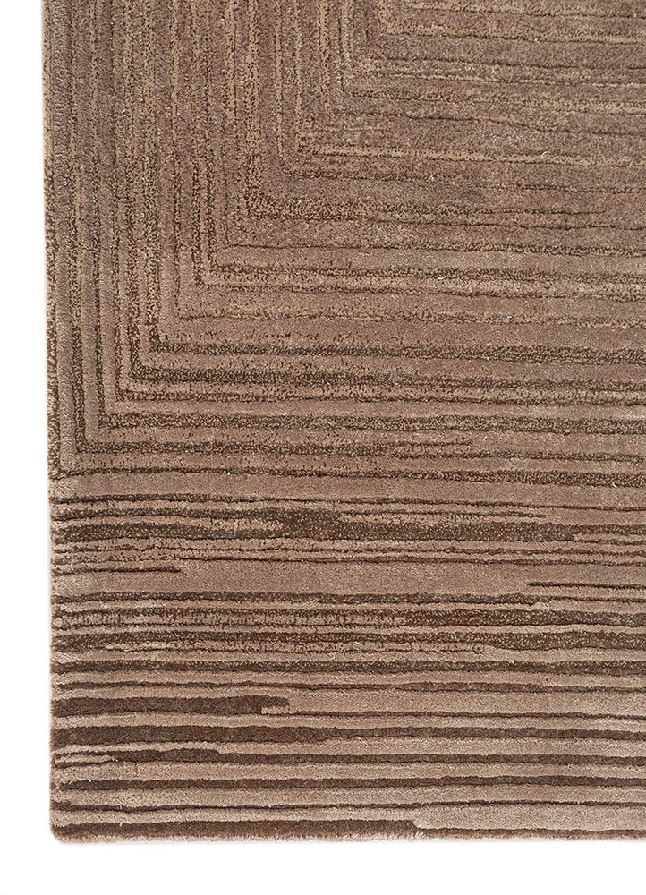 infini beige and brown wool and viscose hand tufted Rug - Corner