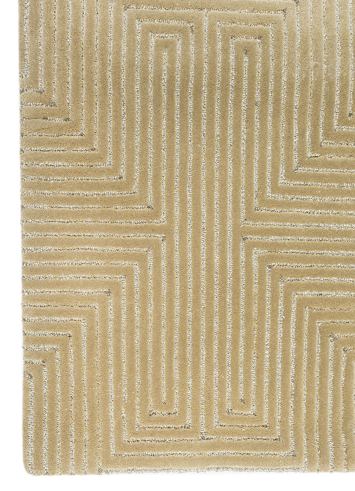 cera green wool and viscose hand tufted Rug - Corner