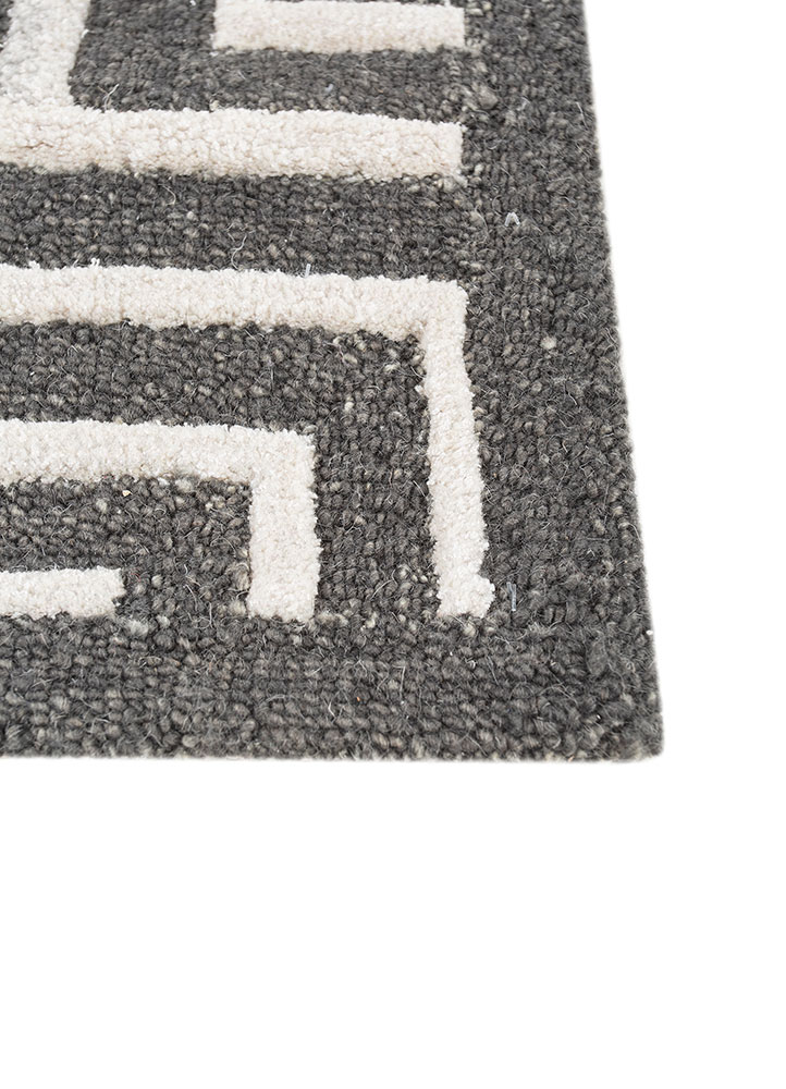 adrift grey and black wool hand tufted Rug - Corner