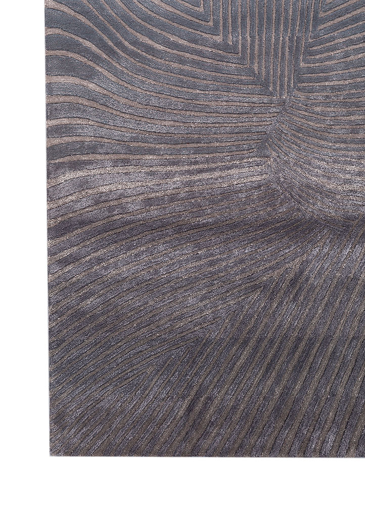 infini blue wool and viscose hand tufted Rug - Corner