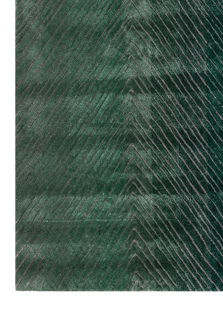 white noise green wool and viscose hand tufted Rug - Corner