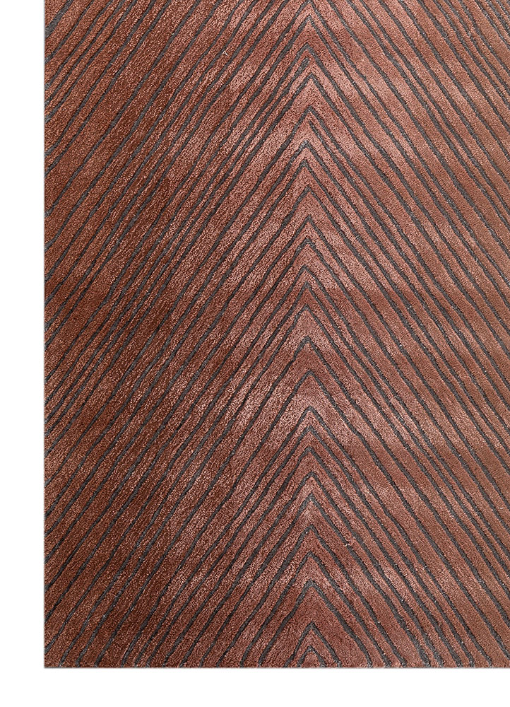 white noise red and orange wool and viscose hand tufted Rug - Corner