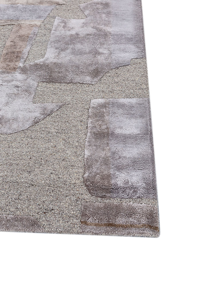 white noise beige and brown wool and viscose hand tufted Rug - Corner