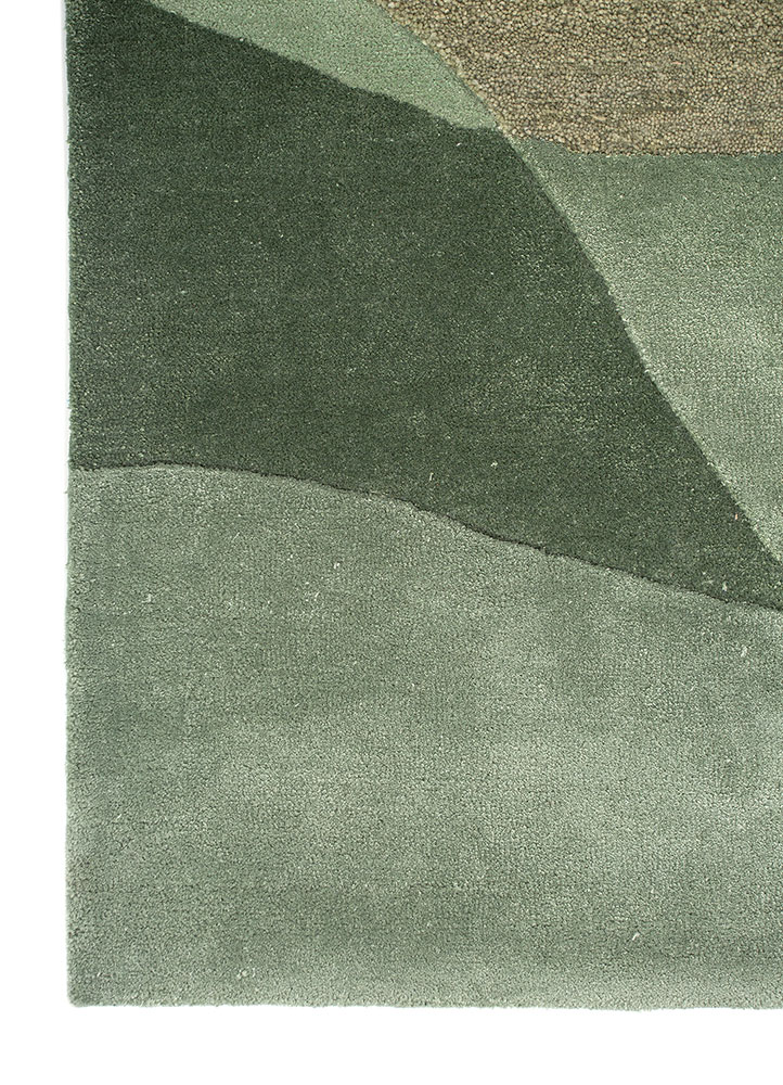 cera green wool and viscose hand tufted Rug - Corner