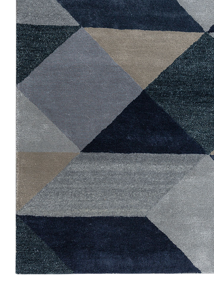 caliedo blue wool hand tufted Rug - Corner