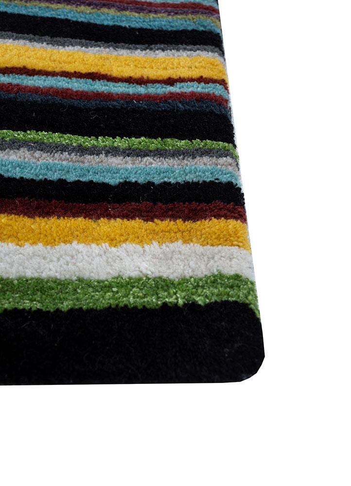 linear multi wool and viscose hand tufted Rug - Corner