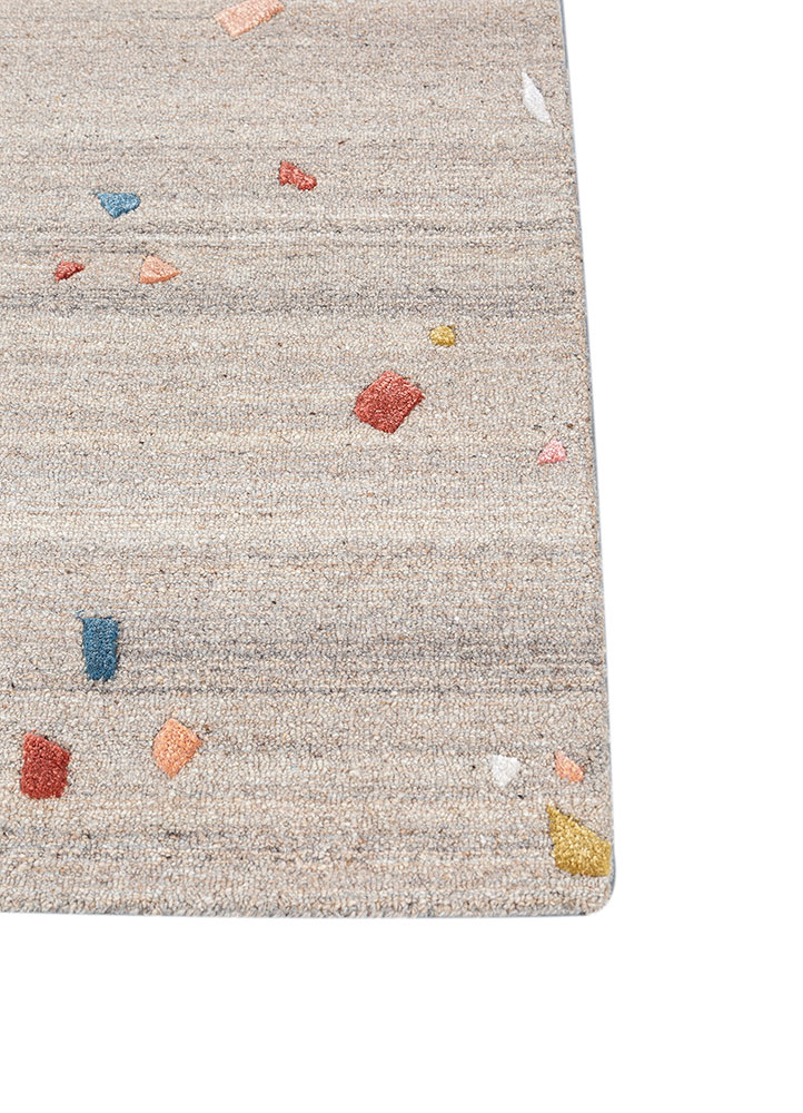 confetti ivory wool and viscose hand tufted Rug - Corner