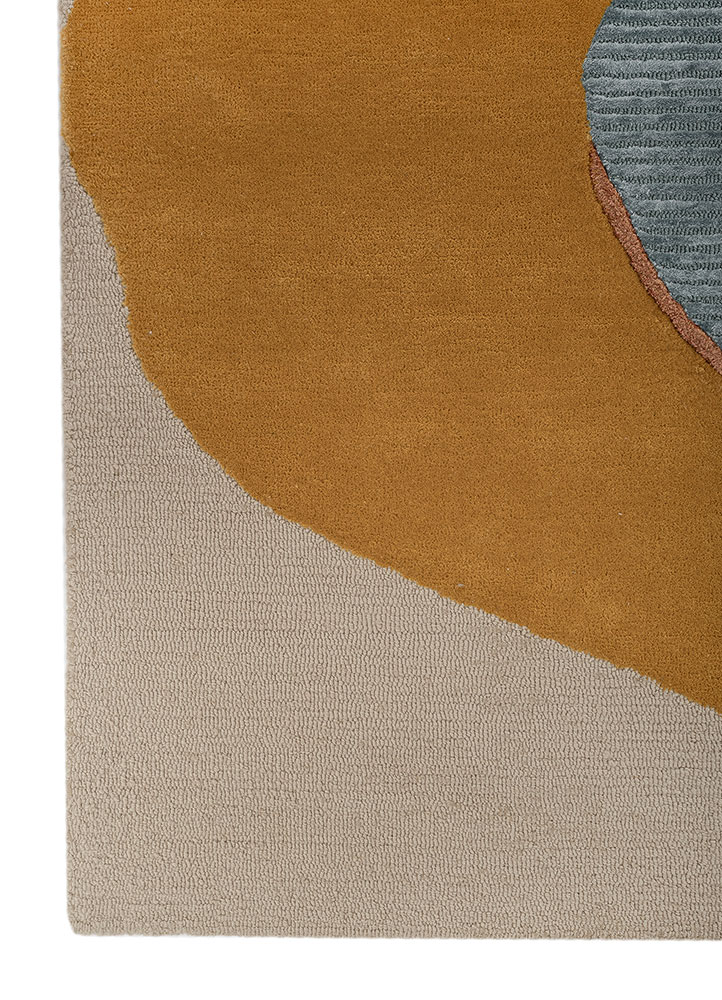 joy blue wool and viscose hand tufted Rug - Corner