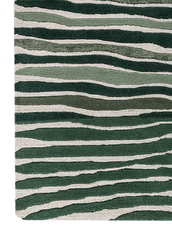 hacienda blue wool and viscose hand tufted Rug - Corner