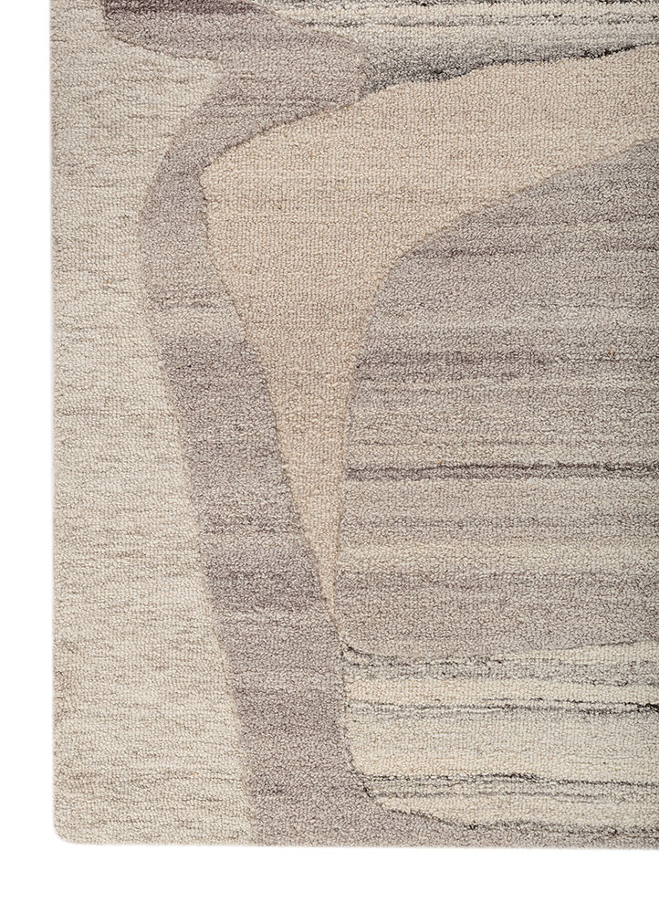 modo grey and black wool hand tufted Rug - Corner