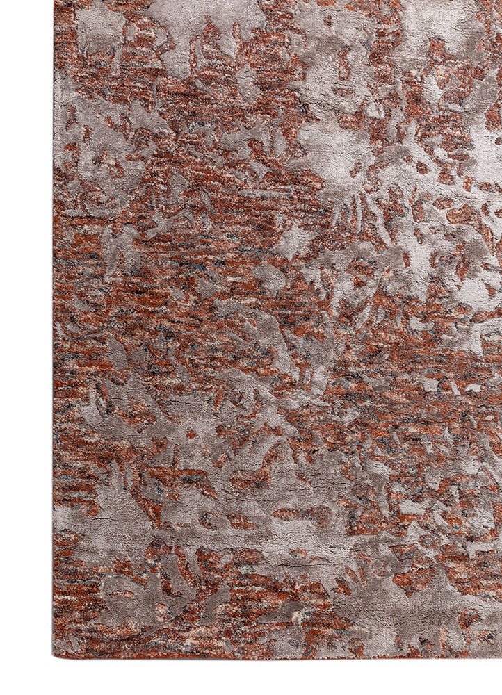 genesis red and orange wool and viscose hand tufted Rug - Corner