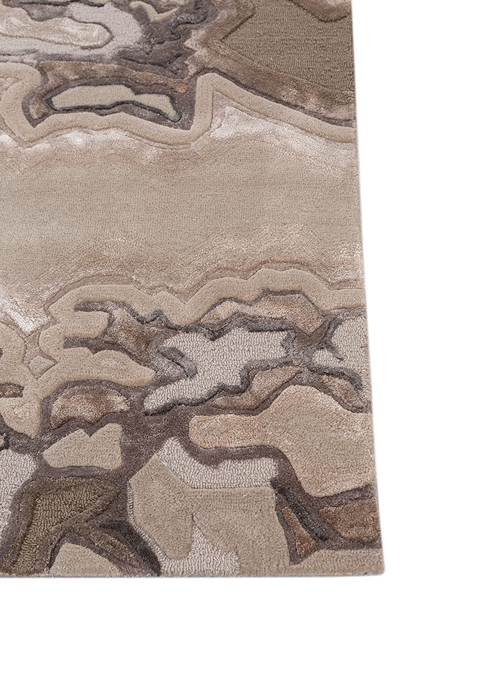 genesis beige and brown wool and viscose hand tufted Rug - Corner