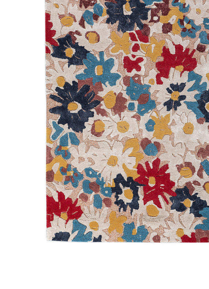hacienda red and orange wool and viscose hand tufted Rug - Corner