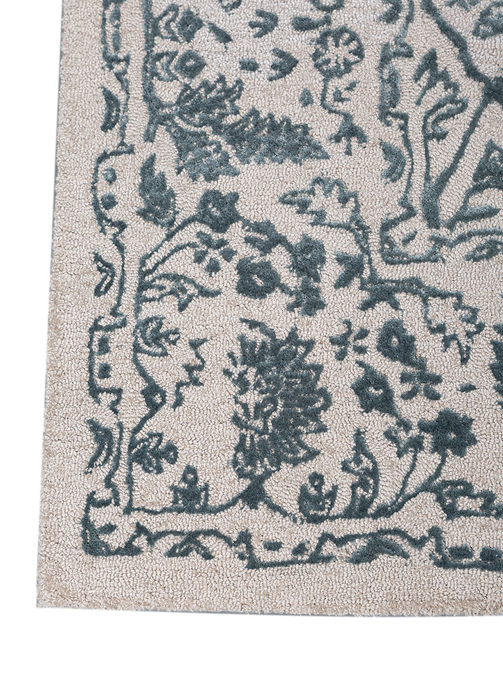 mythos ivory wool and viscose hand tufted Rug - Corner