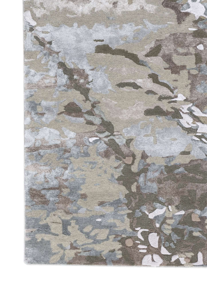 White Noise Blue Hand Tufted Wool & Viscose Rugs - Trm-15444