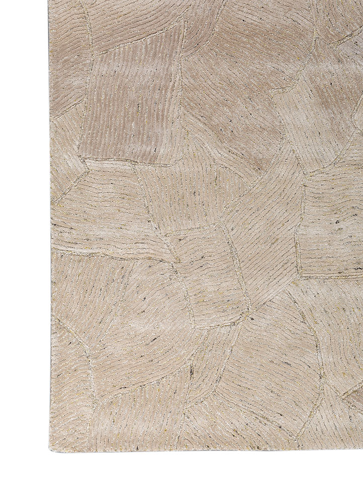 white noise beige and brown wool and viscose hand tufted Rug - Corner