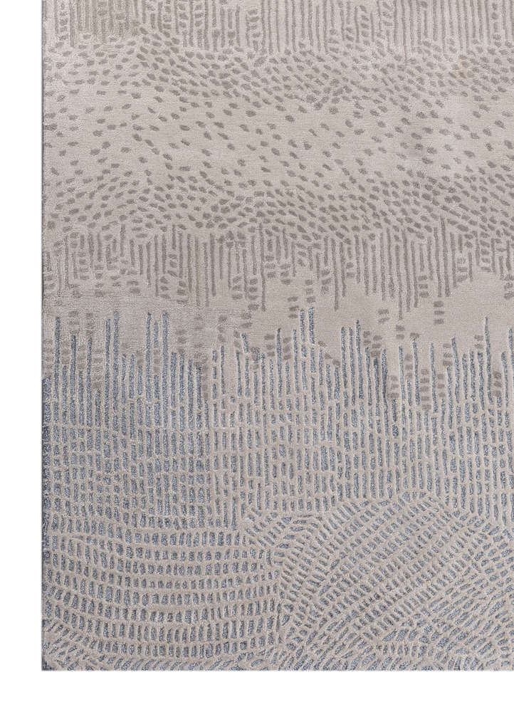 white noise ivory wool and viscose hand tufted Rug - Corner